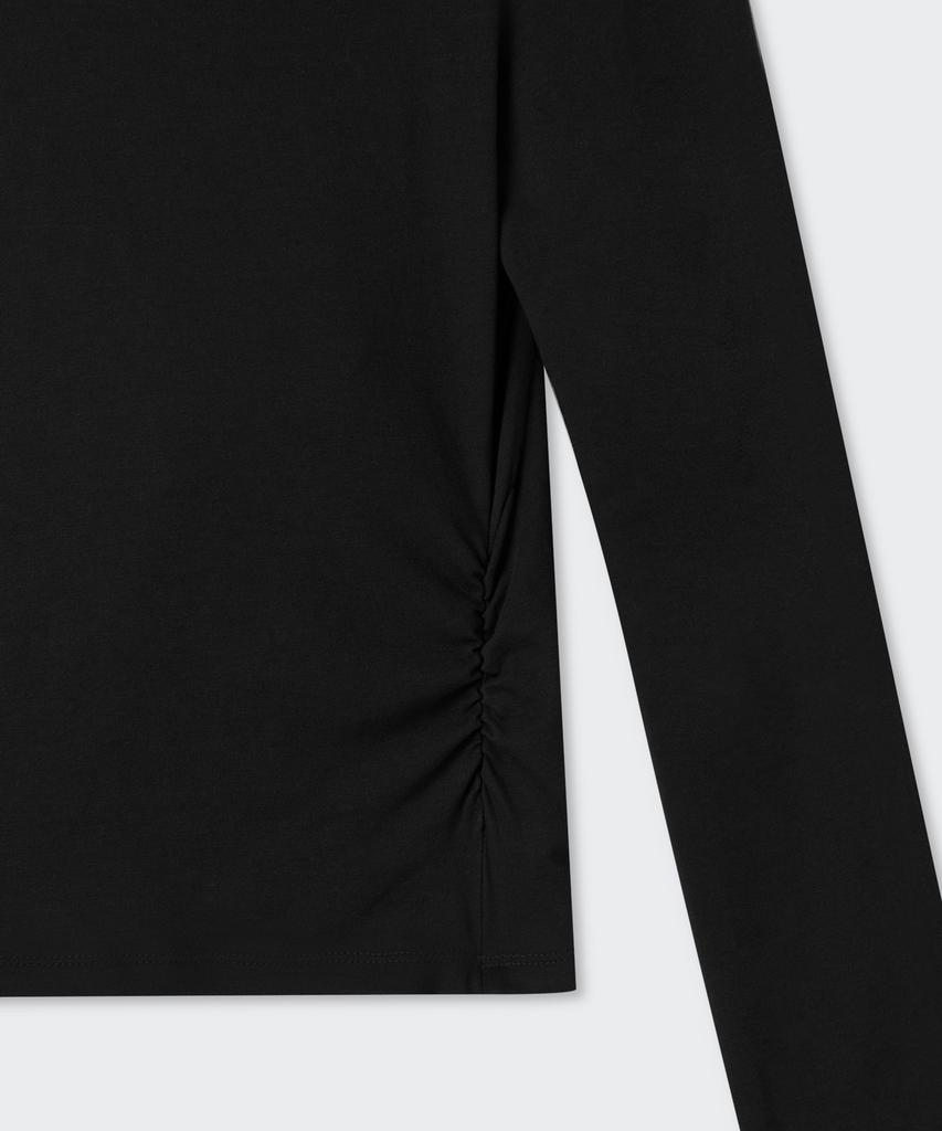 Women'S Drape Hooded Long Sleeve T-Shirt [Black]