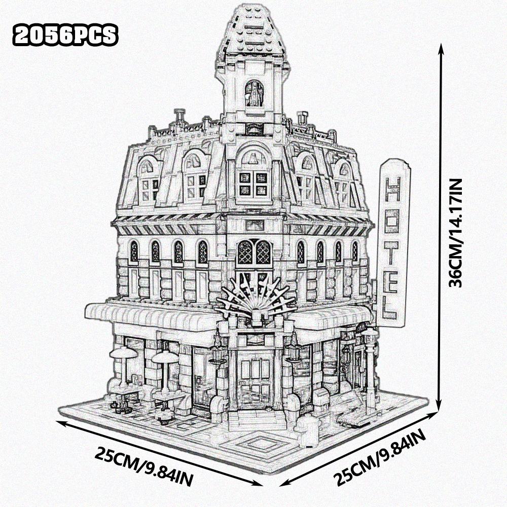 Creative Expert Brick Bank Cafe Corner Model MOC Street View House Building Blocks Toys Pet Book Shop Town Hall Downtown Diner
