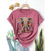 Printed Fashion Retro Style Women's Spring, Summer and Autumn Casual Sports Style Tops Round Neck Short-sleeved T-shirts