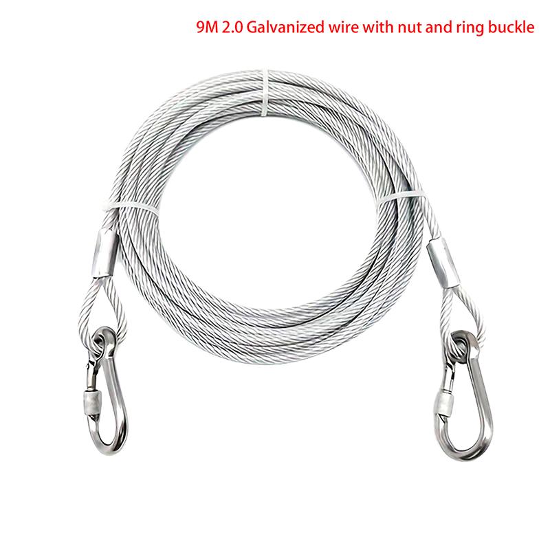 3-10M Double-Headed Dog Tie Out Cable Leash Raction Rope Metal Buckle Steel Wire Anti-Rust Training Collar Outdoor Dogs Strap