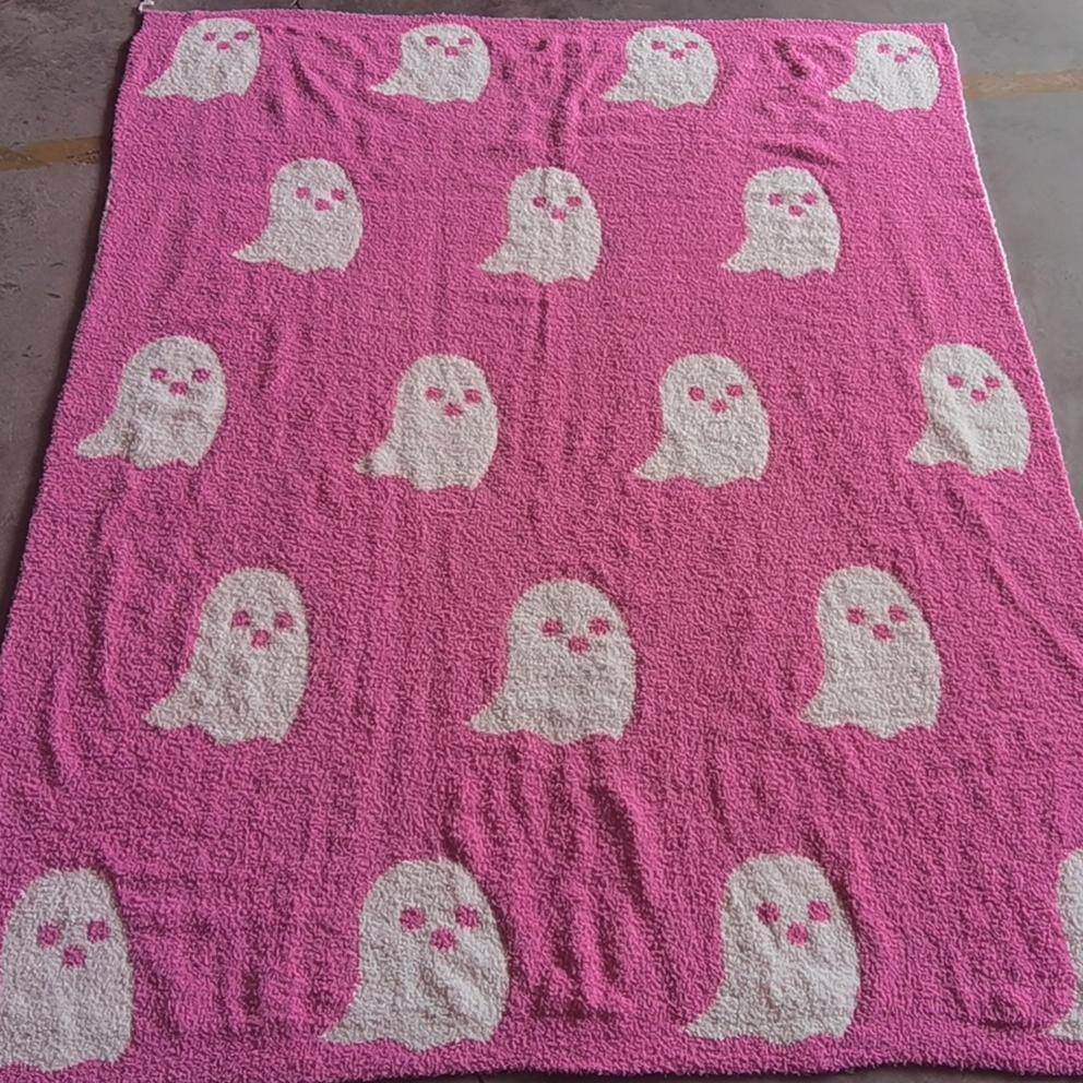 Coperta in pile a metà lato Coperta fantasma Coperta jacquard lavorata a maglia Coperta fantasma in flanella di Halloween