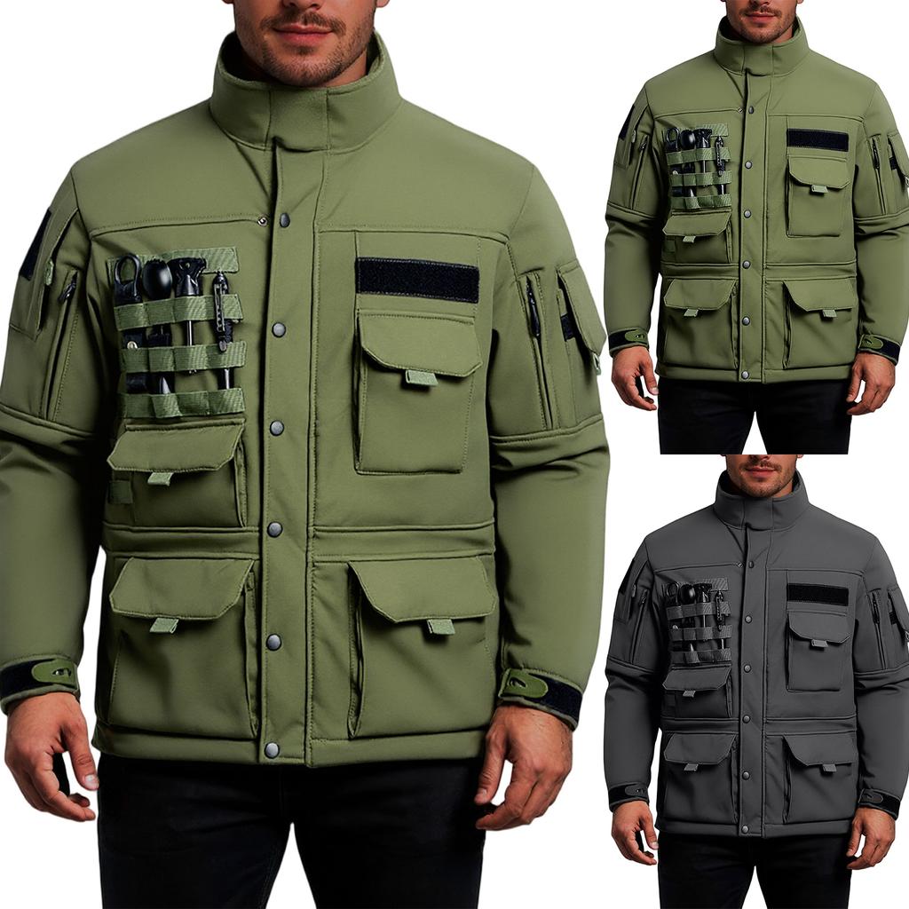 Men'S Shirt Paired With Casual Sports Warm Shirt And Double Pocket Jacket