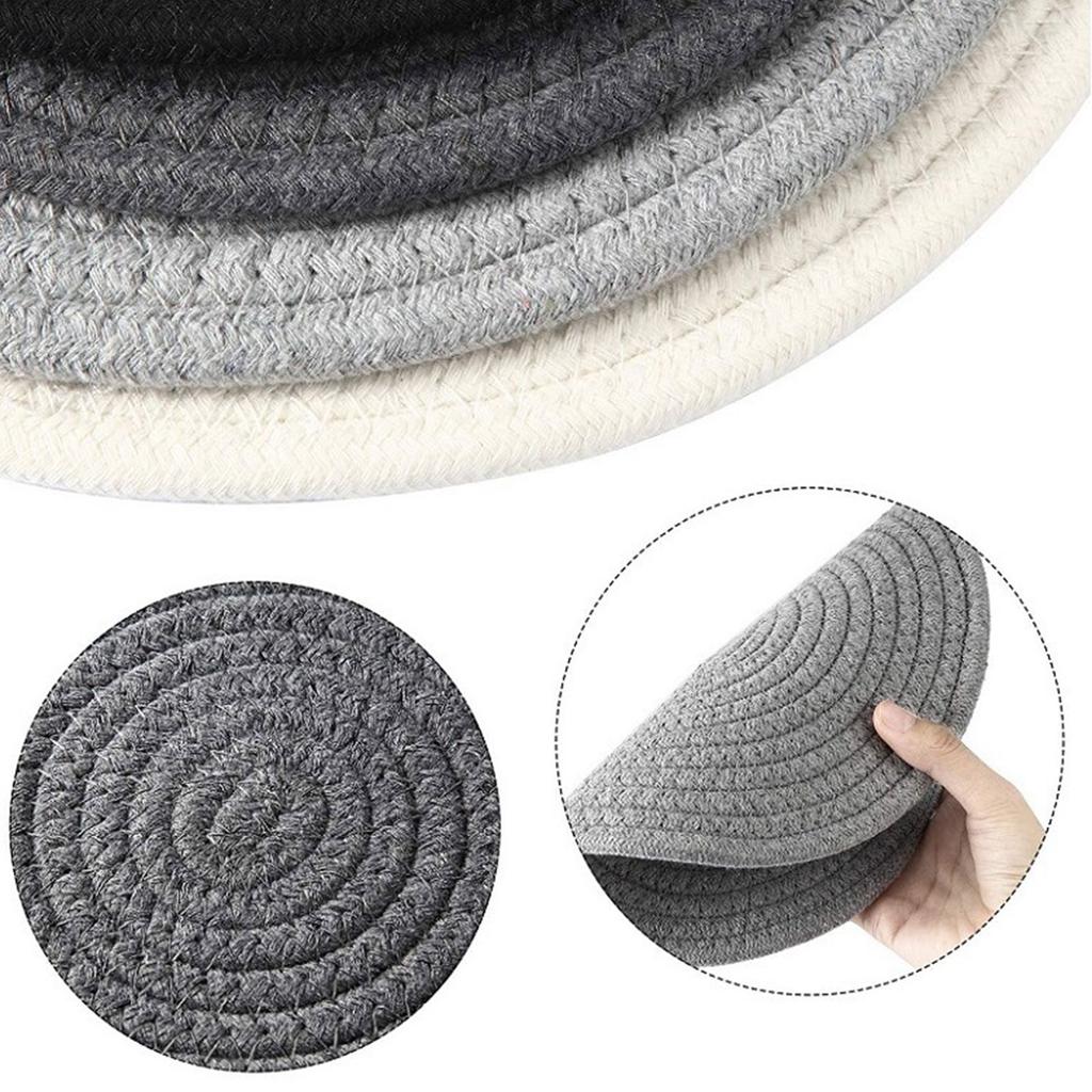 Kitchen Cotton Braided Coaster Hand-making Cup Cushion Boho Style Round Shape Non-slip Cup Pads Bedroom Home Decorations