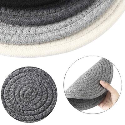 Sottopiatto intrecciato in cotone Tessuto a mano Sottobicchiere anti-scottatura Sottopentola Sottobicchieri da tavolo in corda di cotone Cuscino per tazza