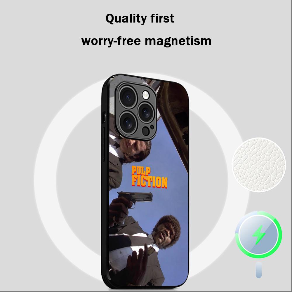 Classic Movies Pulp Fictions Poster Phone Case For iPhone 16 15 14 13 12 11 Plus Pro Max High-end Luxury Magsafe Sheepskin