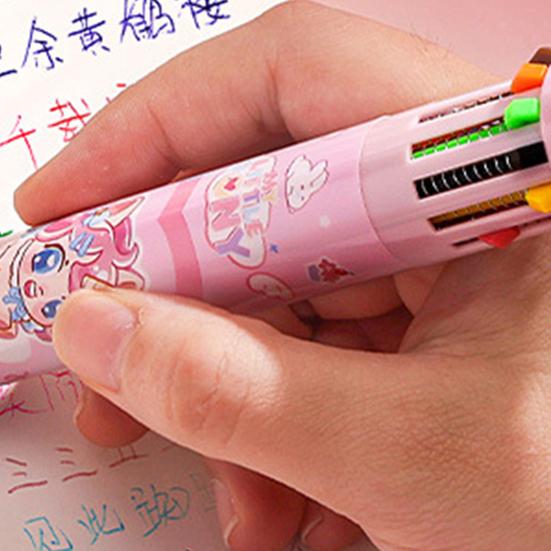 Pix retractabil de tip bilă, pix de tip bilă multicolor de desene animate pentru jurnalizare, luarea de notițe și evidențiere, vârf fin de 0,7 mm, pixuri de papetărie pentru studenți pentru