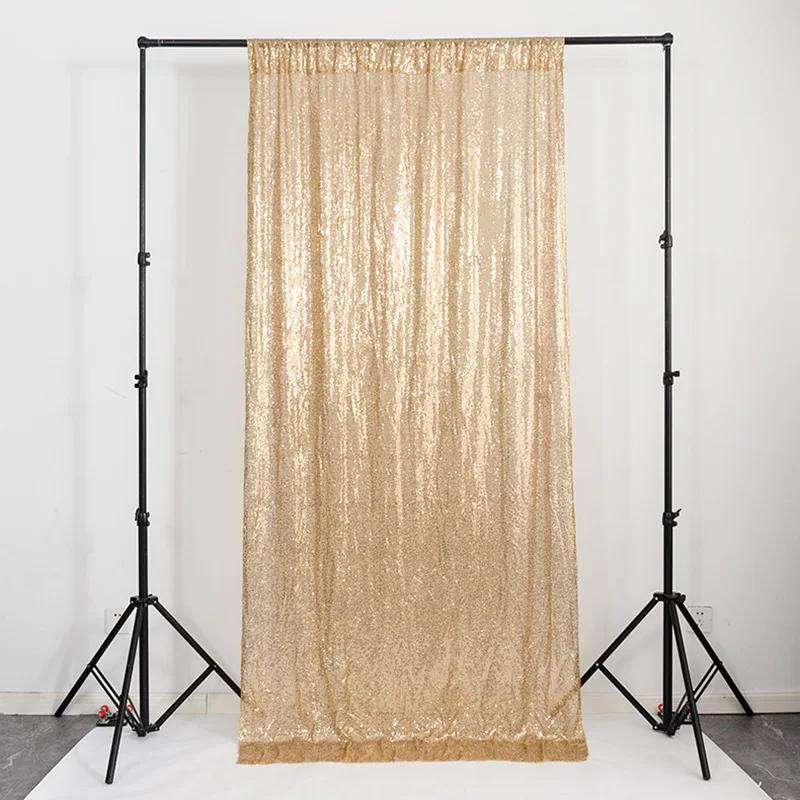 Gold Sequin Photo Backdrop Curtain Panels Stage For Shimmer Birthday Wedding Photograph Baby Shower Decoration Backdrop Fabric