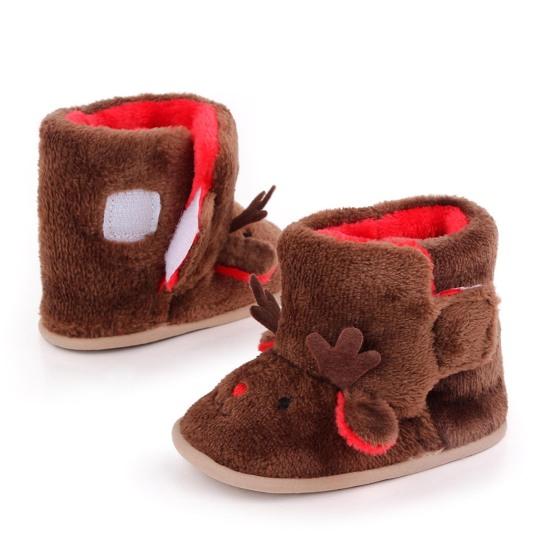 Winter Warm Christmas Cartoon Deer Baby Shoes Soft-soled Infant Toddler Boots