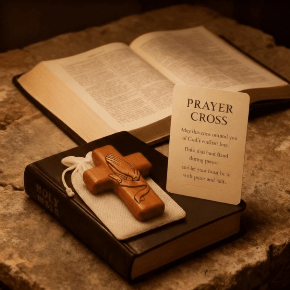 Blessing Mini Wooden Cross with Card Crosses Figurine Cross Ornament  Daily Prayer