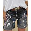 Pantaloncini di jeans con stampa tie-dye arrotolati alla moda da donna estivi Funky Cool Casual con fori