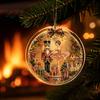 Office Holiday Decorations Christmas Acrylic Hanging Ornament, 2D Flat Double Side Printed Personalized Gifts Santa Snowman Pendant for Tree
