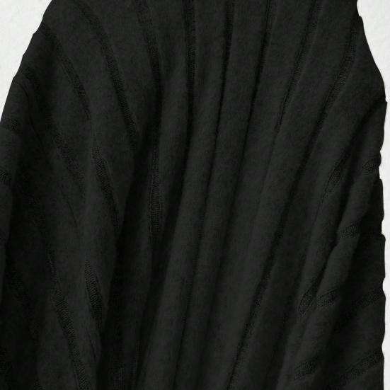 Vestido de Suéter Feminino de Outono Manga Longa Decote V Tricô Canelado Vestido Maxi