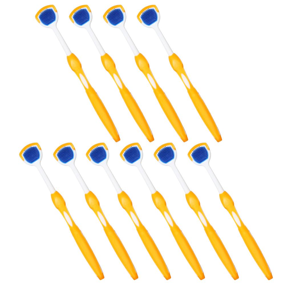10 Stück Zungenschaber Ergonomisches Design Silikon Frischer Atem Entfernung von Zahnbelag Zungenreiniger für Zunge Mund