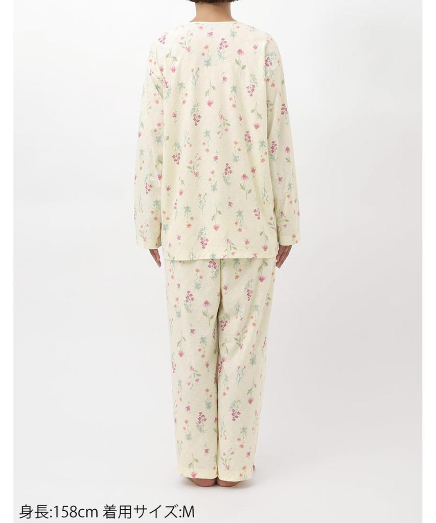long long cotton blend jacquard jersey CR [Wing/Wacoal] Pajamas, sleeves, pants, (main body), material, EP8073, women's,