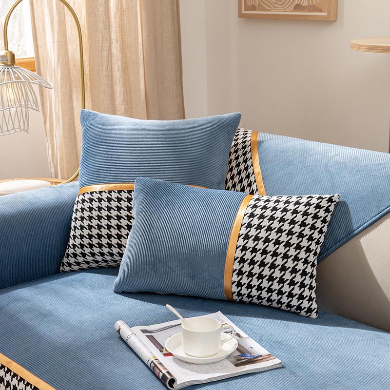 Nordic Plaid Chenille Sofa Abdeckung Samt Ecke Liege Couch Schutzhülle Schnittsofas Kissen Für Wohnzimmer