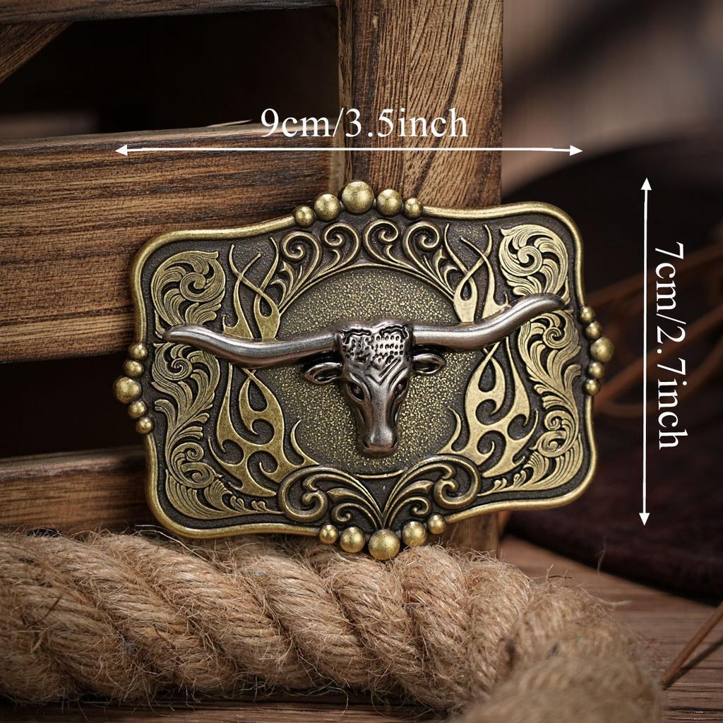 1Pc Punk Wind Pressure Flower Alloy Belt Buckle American Retro Western Cowboy Style Personalized for Men Women