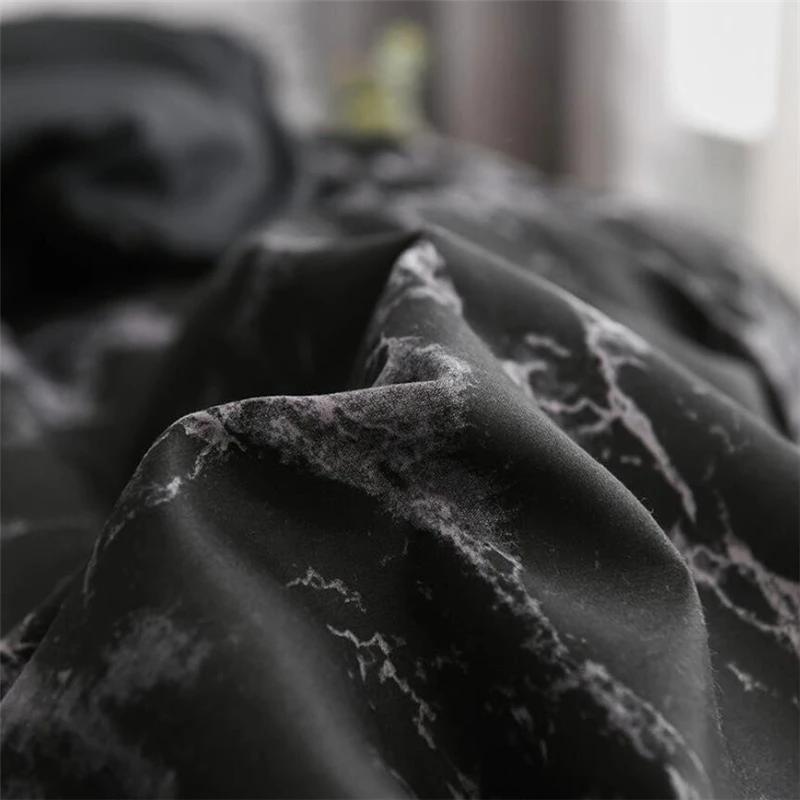 Black Duvet Cover Set King Queen Size, Marble Pattern Comforter Cover or Quilt Cover Ultra Soft Bedding Sets with Zipper Closure