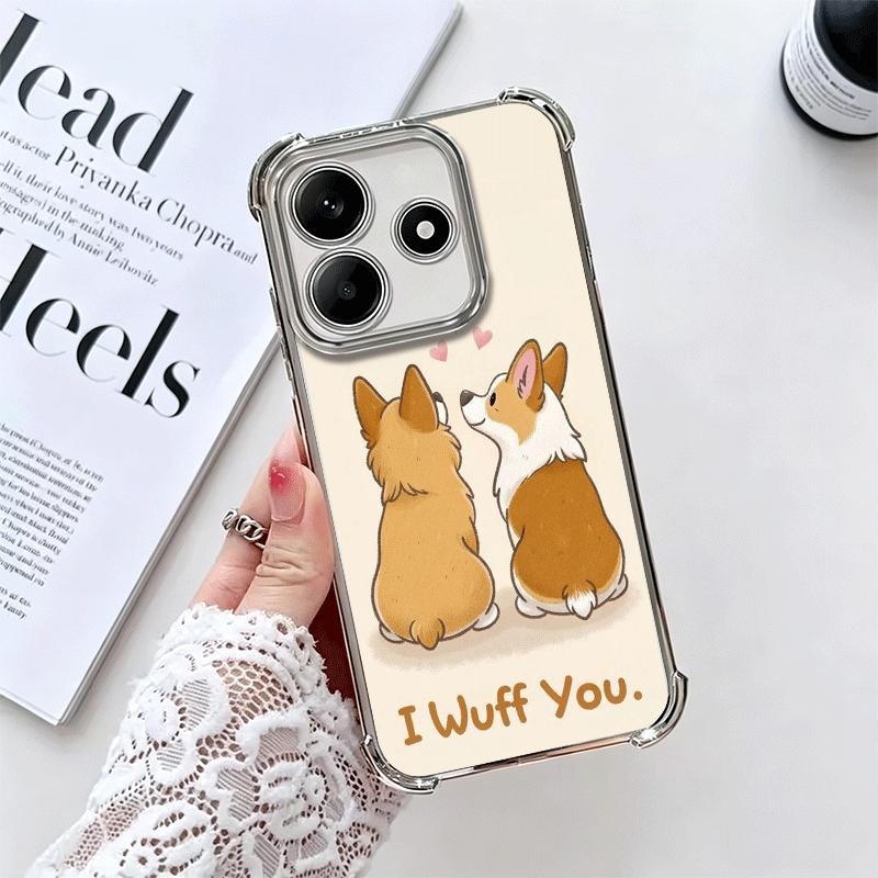 Corgi Hund Süß Vergoldet Handyhülle Für Xiaomi Redmi Note 14 15 Pro Plus 13 12 11 11S 11T 10 9S 9 5G Sturzfest Airbag Abdeckung
