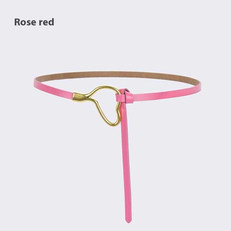 Curea de piele pentru femei cu decorațiune înnodată cu cămașă de rochie, simplă și versatilă, piele de vacă pură, curea subțire