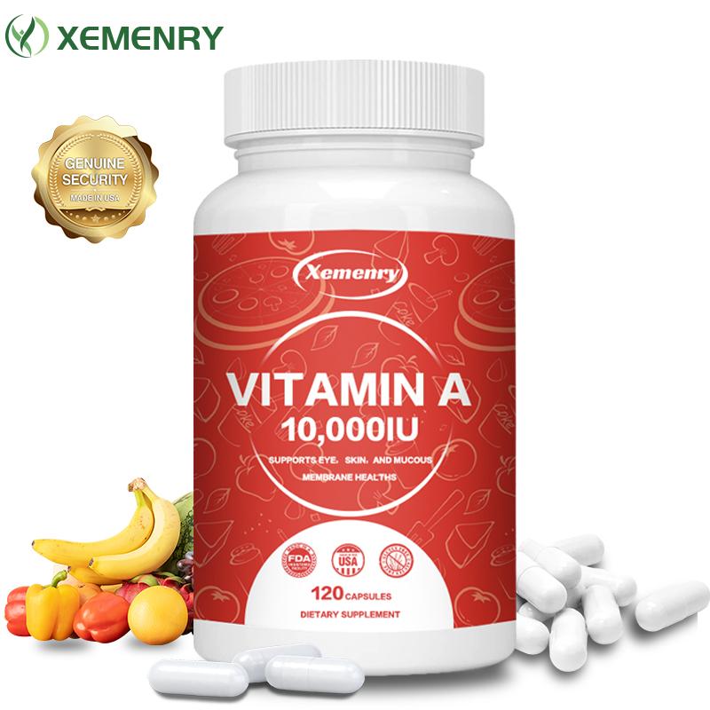 Xemenry Natural Vitamin A Capsules relieve eye fatigue, improve skin, support immunity, and are suitable for adults.