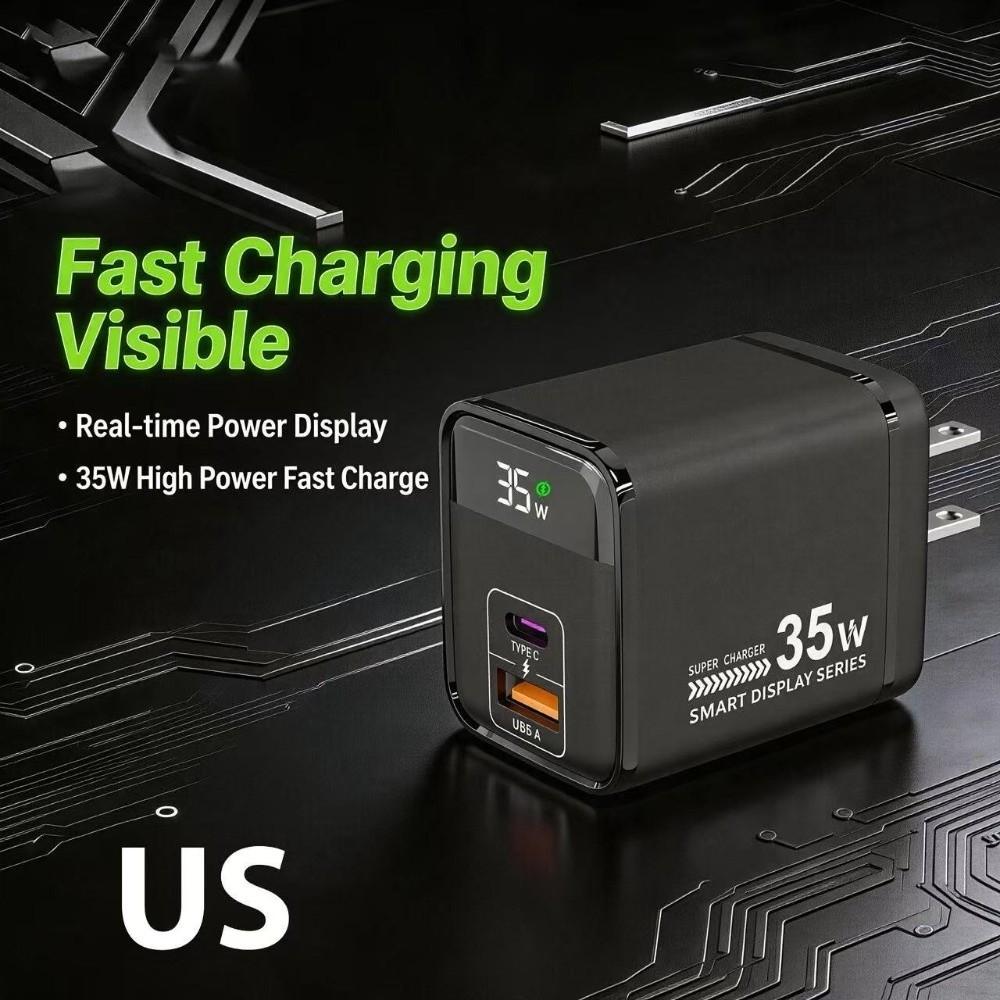 Digital Display Phone Fast Charger Fast Charging Phone Power Adapter  Wall Plug