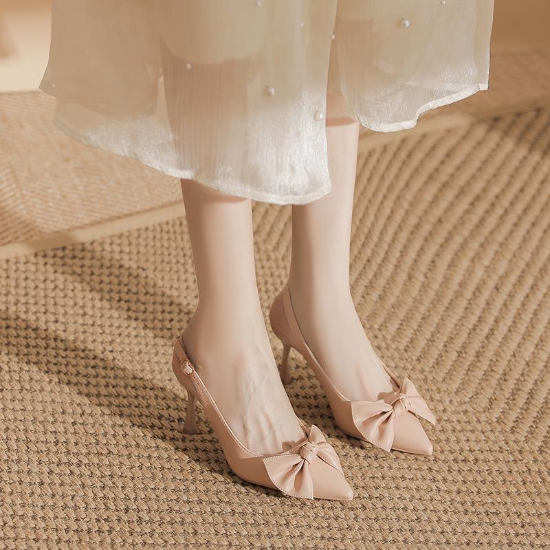 Damen Stiletto Spitzschuh Rückenfrei High Heels - Weiches Mikrofaserleder