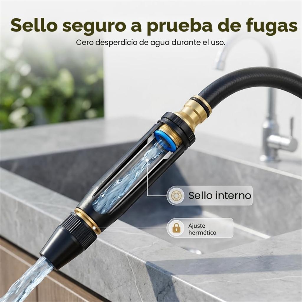 Metal Water Spray Gun with Hose and 3 Connector Set for Outdoor Cleaning Gardening Car Washing Adjustable Nozzle Design
