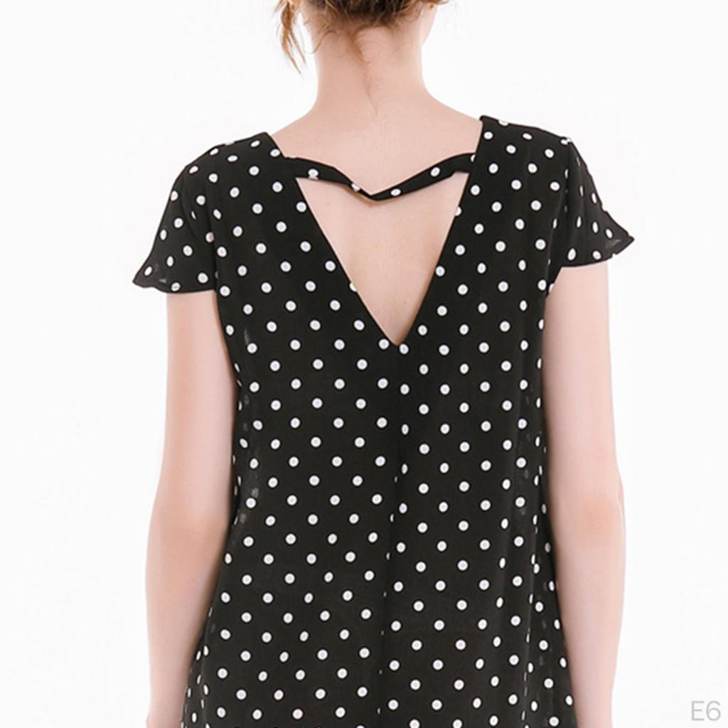 Vestido Vintage Años 50 60 Estilo Retro Mujer Lunares Manga Corta Gasa Mini