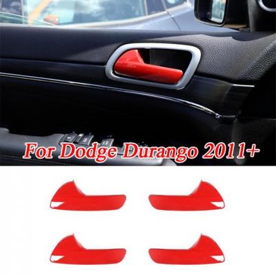 4X Interior Door Handle Frame Decor Trim Cover Strips For Dodge Durango 11+ Red