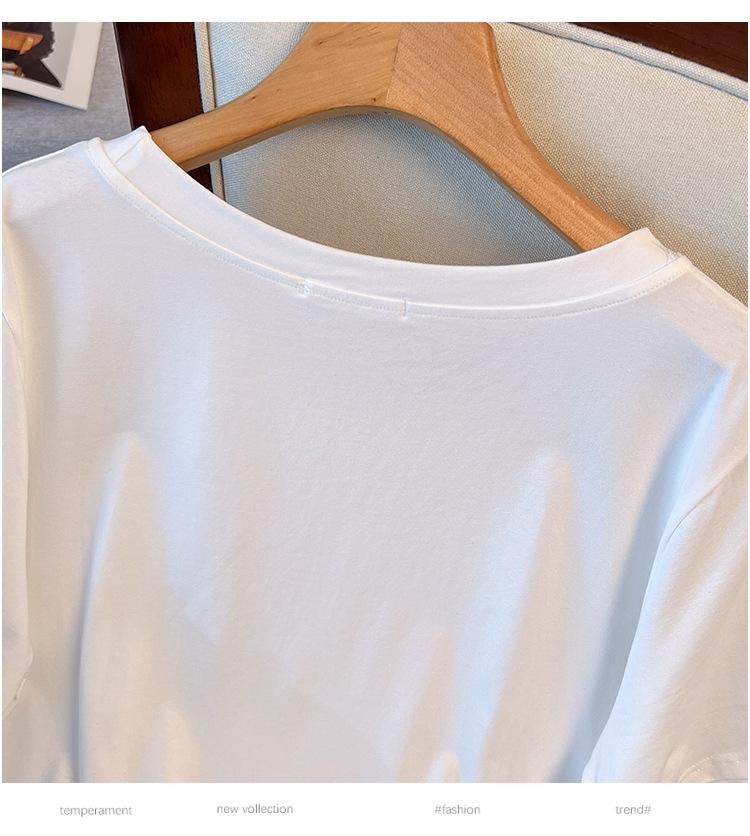 Women's Plus Size Loose Fit Mid-Length Short Sleeve Round Neck T-Shirt (200/300/350 Jin)