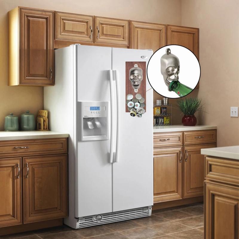 Halloween Skull Shape Beer Bottle Opener Refrigerator Magnet Wall-Mounted Wine Opener Retro Home Bar Kitchen Accessories