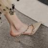 Fashion 2025New Women Summer High Heels Mules Slippers  Pointed To Sexy Rivets Outside Shoes  Fashion Sandals Zapatos Mujer
