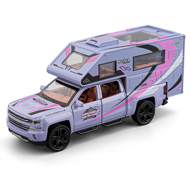 

1:32 Chevrolet Blazer Chalet Off Road Camping RV Alloy Diecast Metal Model Sound Light Pull Back Toy Home Decoration Kids Gifts
