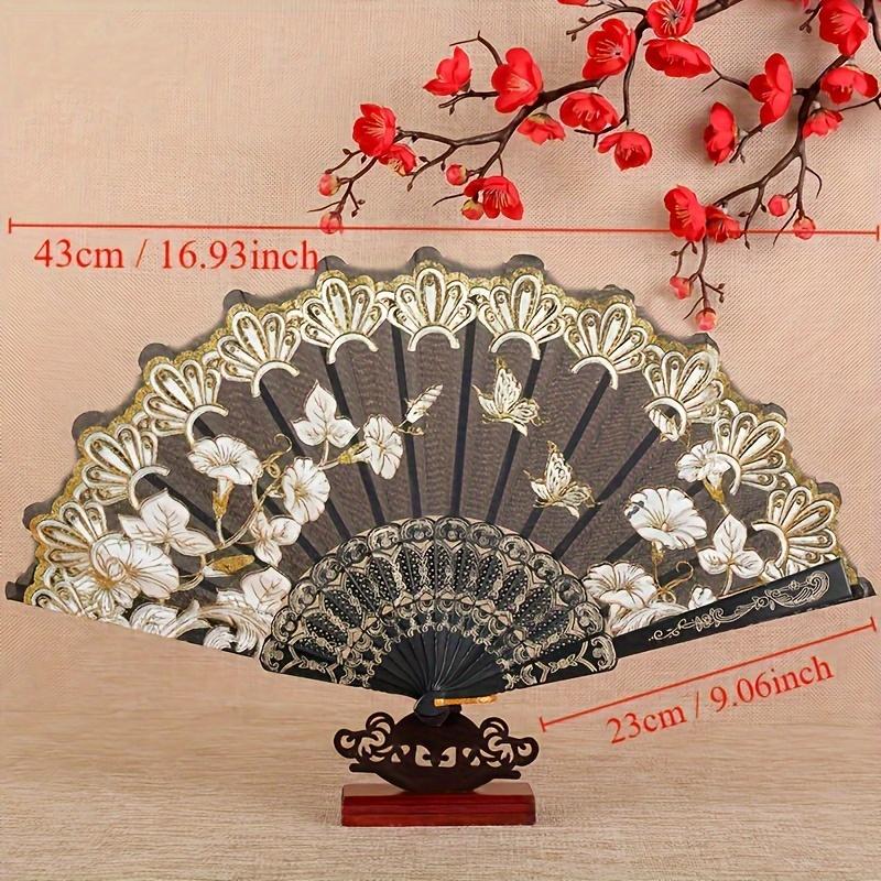 1 buc Evantai Pliabil de Mână Tradițional Chinezesc, Stil Oriental Vintage, Evantai Elegant cu Model Floral, pentru Nuntă, Dans, Fotografie, Accesoriu Qipao