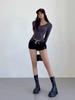 Y2k Schwarz Sexy Gothic Denim Shorts Frauen Dünne High Street Low Waist Sommer Streetwear Chic Punk Style Fashion Damen