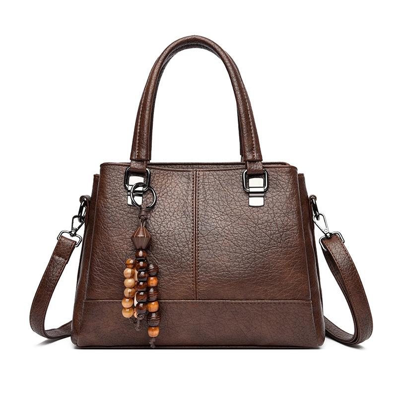 Large-capacity Single-shoulder Casual Tote Bag with Retro Lychee Pattern Handbag for Carrying Large Items