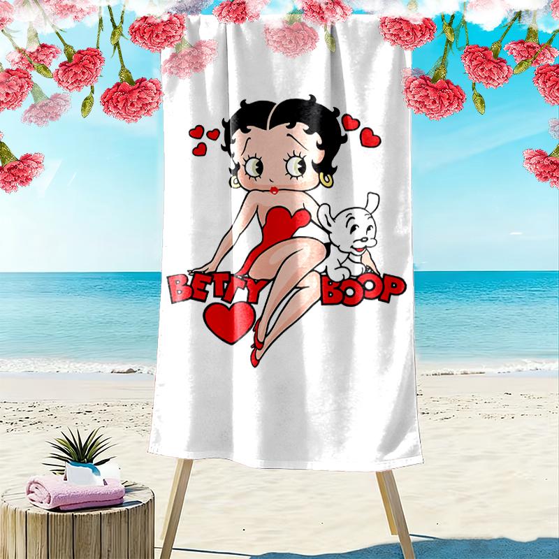 1pc Betty Boop Beach Towel Ideal Birthday Gift For Family, A Vibrant Beach Towel Suitable for Outdoor Activities