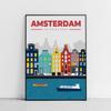Plakat ilustracja mapa Amsterdam