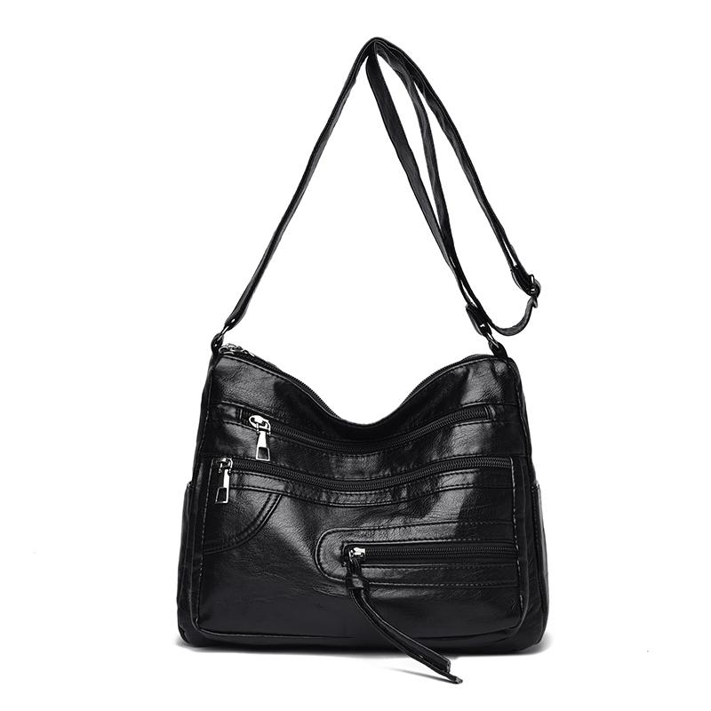 Large Capacity Women's Solid Color Shoulder Bag Multi-Layer Crossbody Bag Multi-Functional Mother Bag