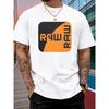 European Size Men's RAW Logo T-Shirt - Urban Streetwear Hip-Hop Tee with Bold RAW Logo Print, Soft Breathable Round Neck Short Sleeve Summer Top