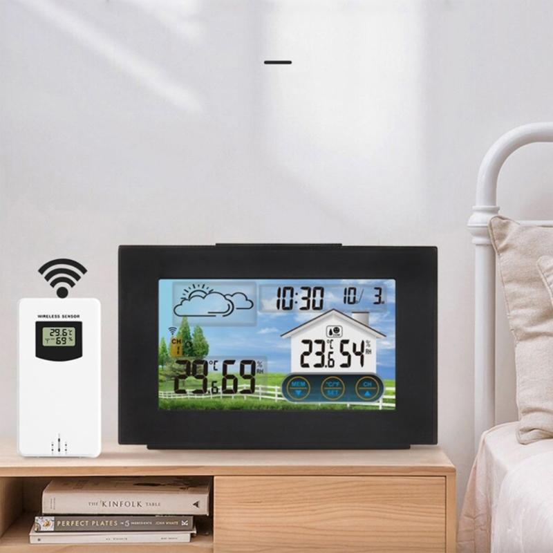Wireless Weather Forecast Station Featuring 433MHz Remote Sensors Digital Calendar Alarm Temperature Humidity Monitor