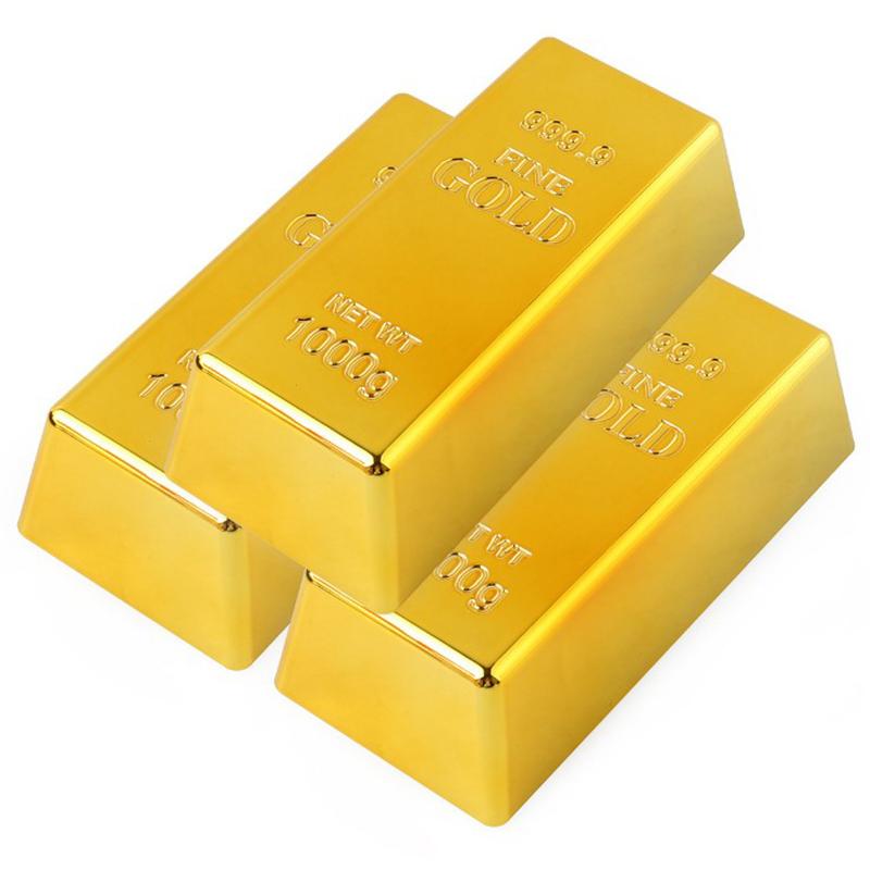 Falešná zlatá tyč Plastové zlaté těžítko Home Decor Bullion Bar Simulation