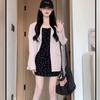 Black suspender floral dress women's early spring new super good-looking hot girl small waist and thin skirt