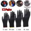 12 Pairs of Anti-static PU Work Gloves Neutral Safe Anti Slip Breathable Durable Coating Nylon Gloves Camping Lock Edge
