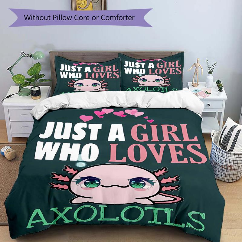 

3pcs Enchanting Charm of Axolotls Bedding Set, Including, Without Filling, Soft and Comfortable Home Bedroom.H033 135x200cm