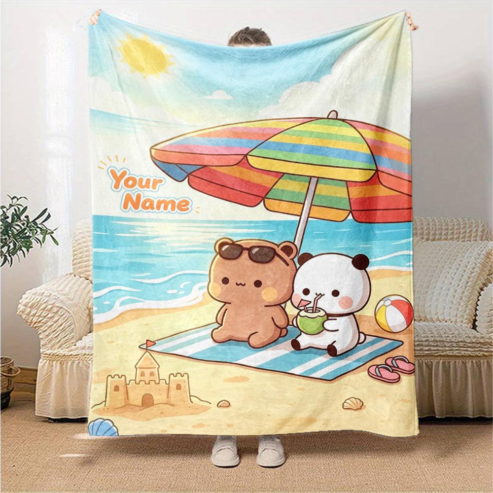 Name Custom Bubu y Dudu Print Flannel Blanket High Quality Warm Comfortable Cover for All Seasons Perfect for Gifts Home Decor