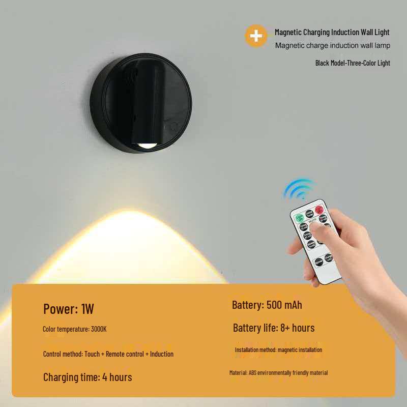 CE-Certified Multi-Angle Smart LED Night Light, Hill-Shaped Spotlight with 7 Colors, Magnetic Induction, Ambient Wall/Table Lamp