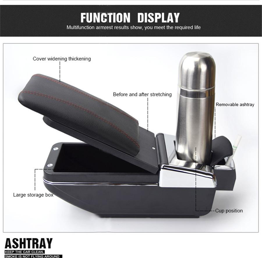 High Quality Universal Car Central Container Armrest Box + Texture Arm Pad PU Leather Auto Car-styling Central Store Content Box Accessories