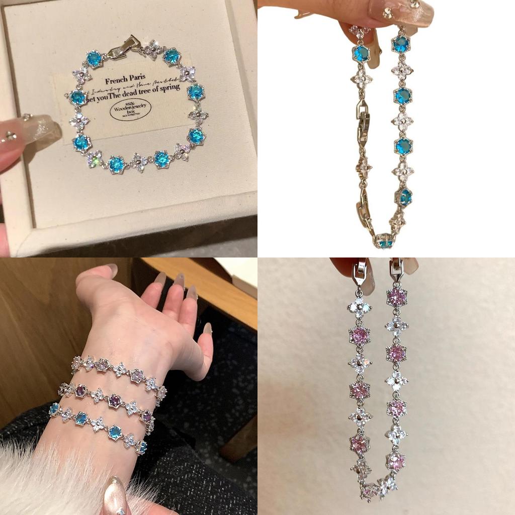 Floral Zircon Stone Womens Bracelet With Copper Material For Elegant Summer Fashion