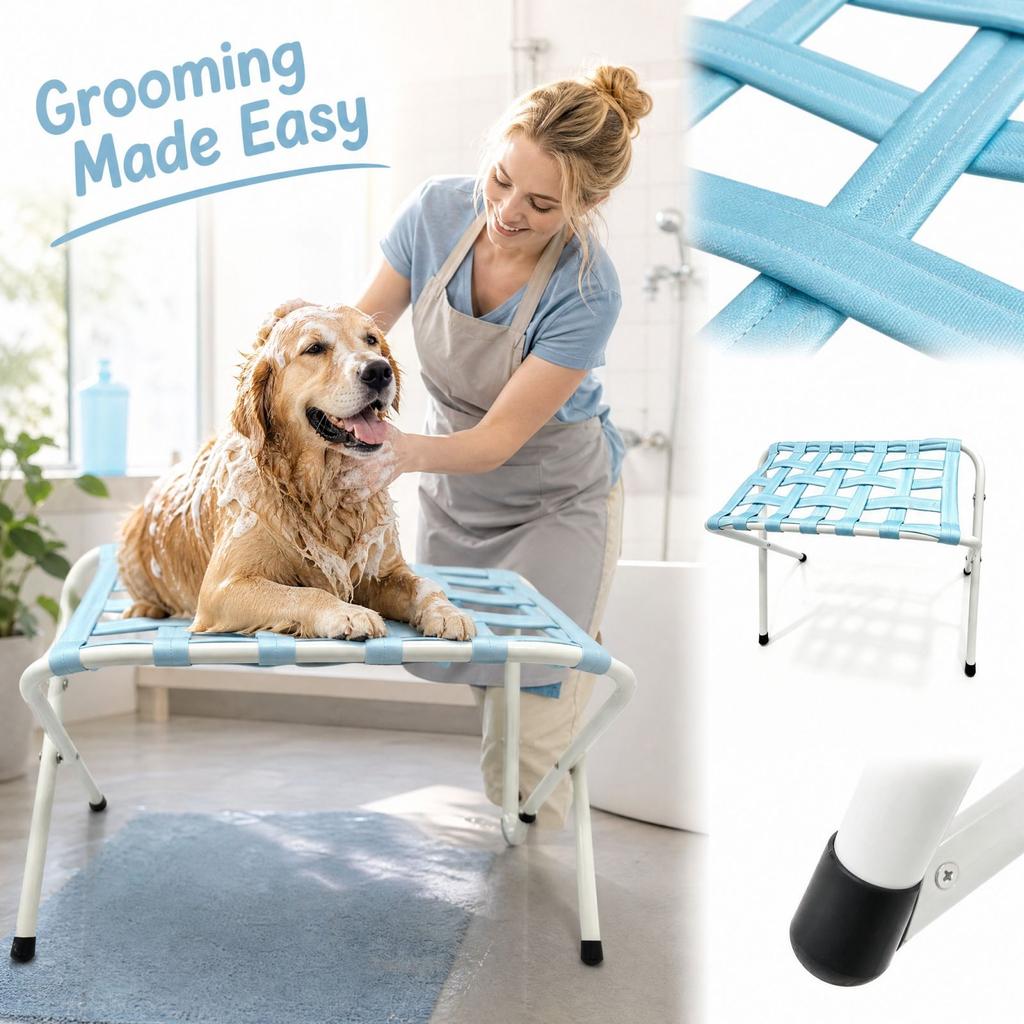 Hunde Pflege mit Badesupport, Kratz- und Haustier-Fixiergurt zum Baden und Pflegen